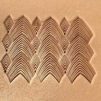 Layered Chevron Geometric leather stamp LT141 — pattern imprint on veg-tan leather