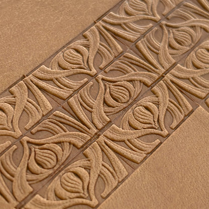 Art Deco leather stamp LT143 — imprint on natural veg-tan leather