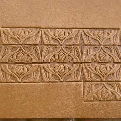 Art Deco leather stamp LT143 — pattern imprint on veg-tan leather