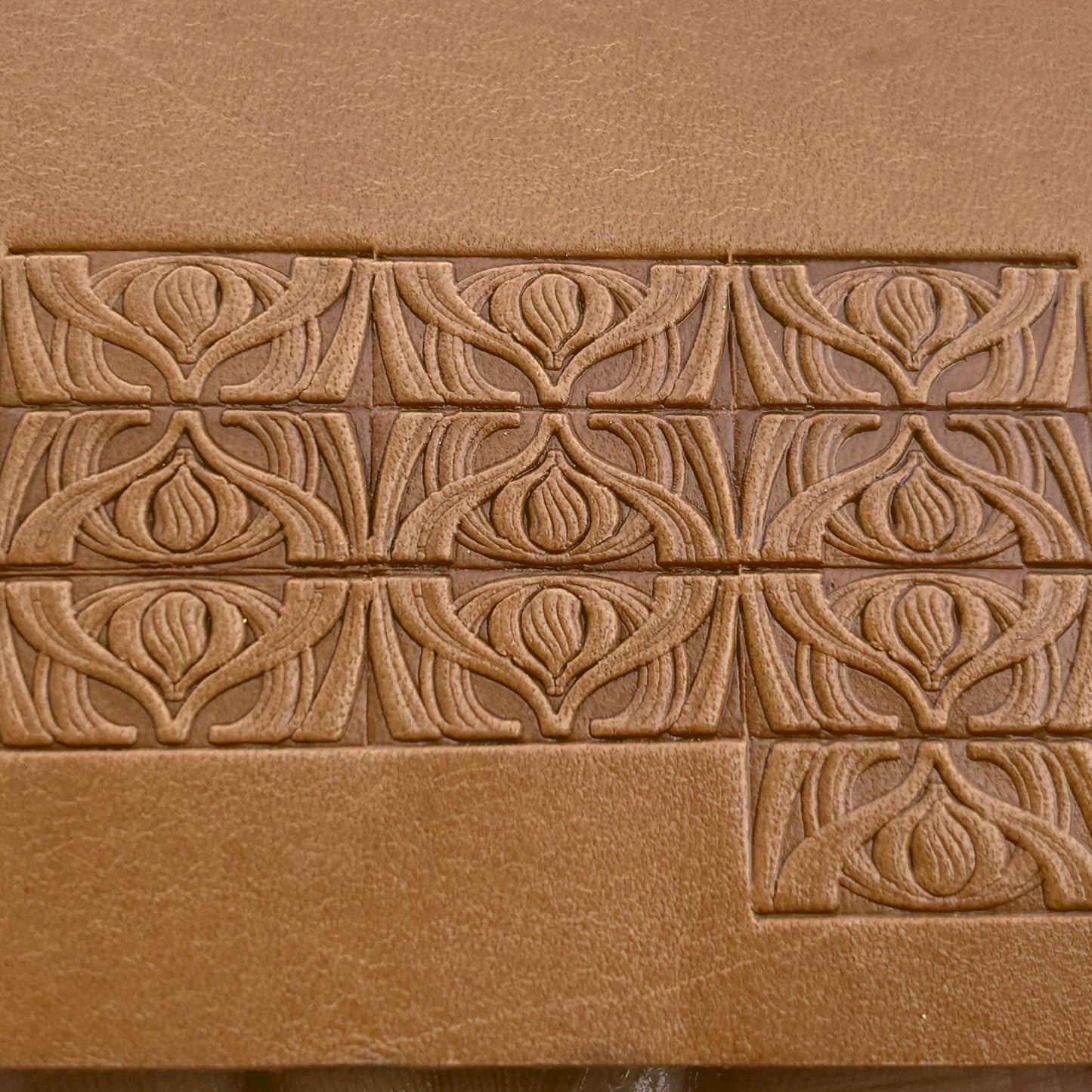 Art Deco leather stamp LT143 — pattern imprint on veg-tan leather