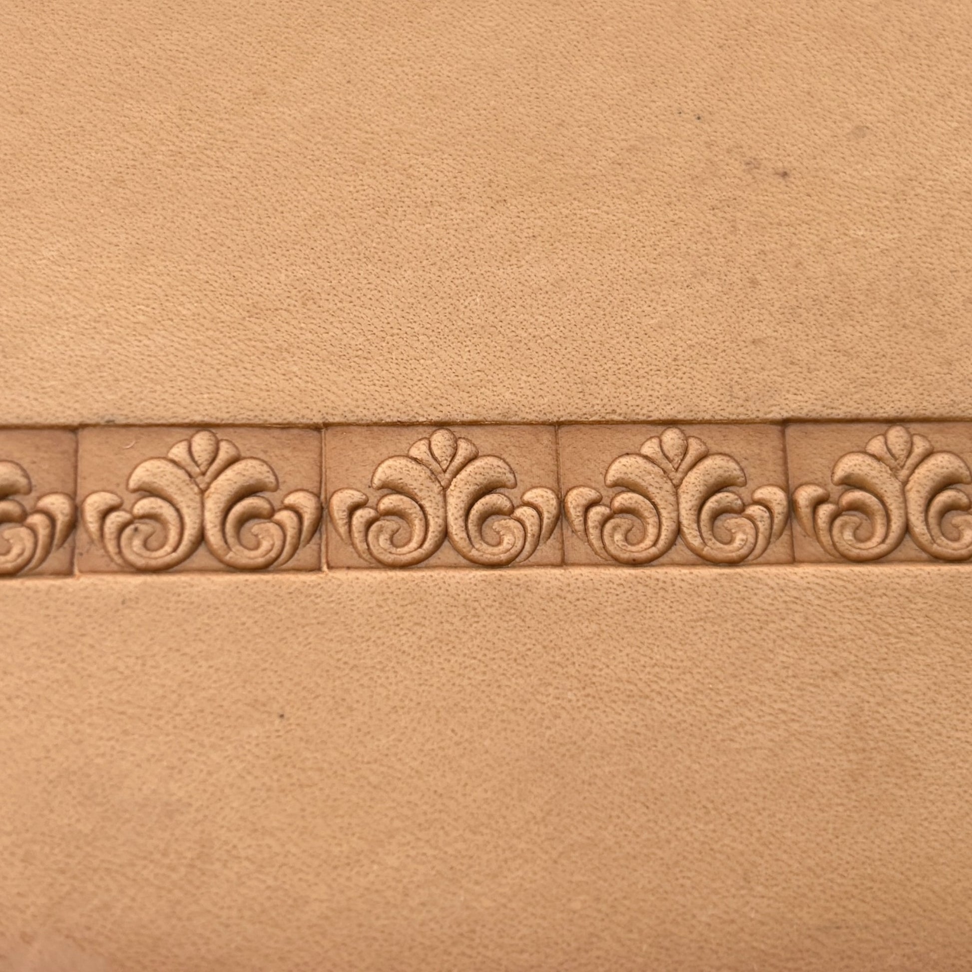 Ornamental Border leather stamp LT145 — pattern imprint on veg-tan leather