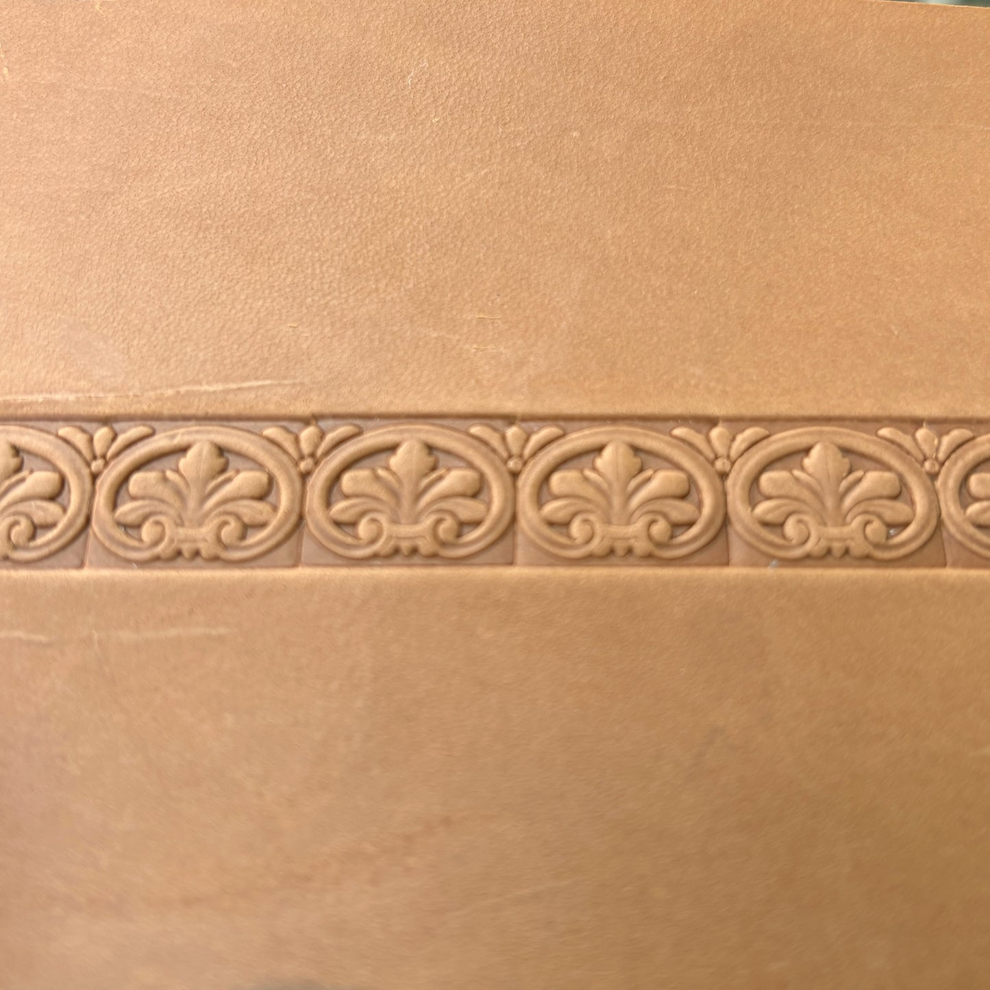 Ornate leather stamp LT146 — pattern imprint on veg-tan leather