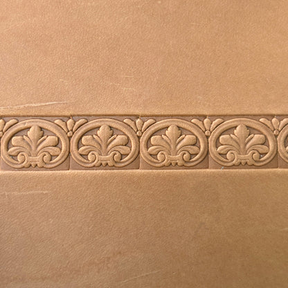 Ornate leather stamp LT146 — pattern imprint on veg-tan leather