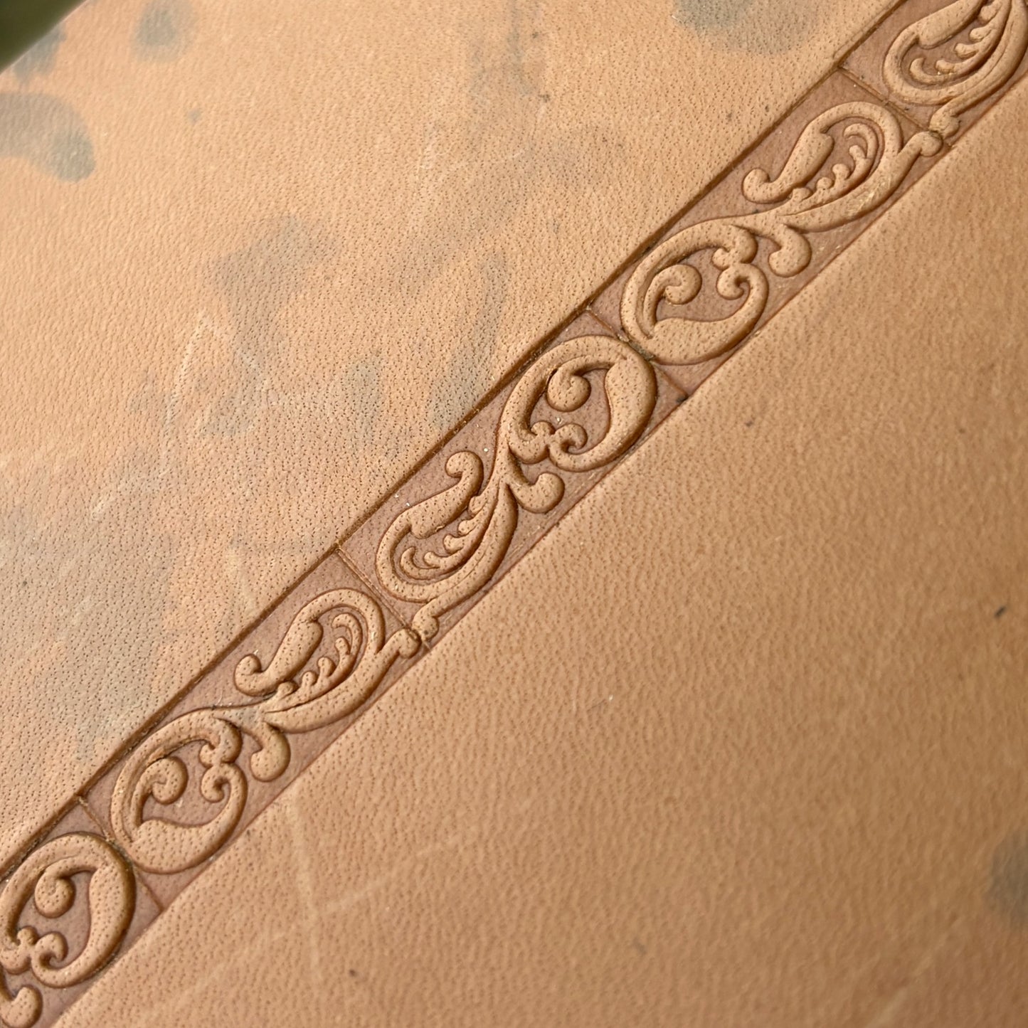 Ornamental Border 1 leather stamp LT147 — pattern imprint on veg-tan leather