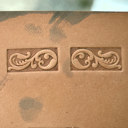 Ornamental Border 1 leather stamp LT147 — single impression on veg-tan leather