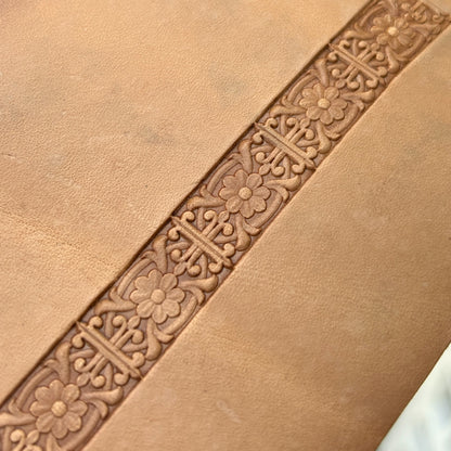 Ornate Flower leather stamp LT148 — pattern imprint on veg-tan leather