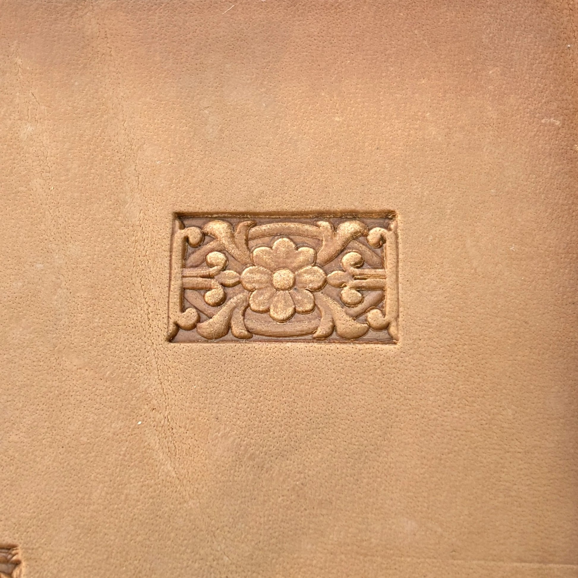 Ornate Flower leather stamp LT148 — pattern imprint on veg-tan leather