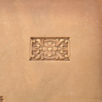 Ornate Flower leather stamp LT148 — pattern imprint on veg-tan leather