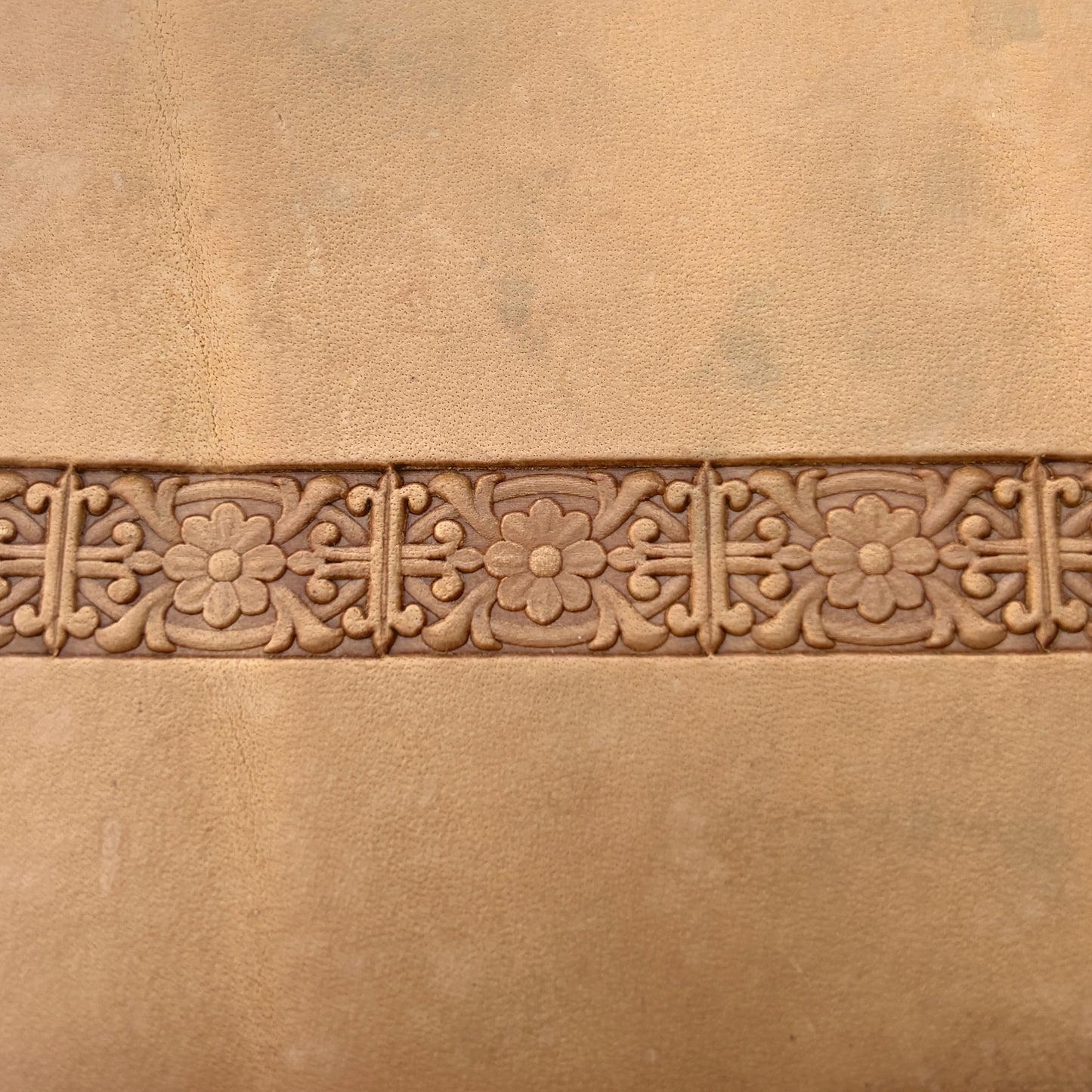 Ornate Flower leather stamp LT148 — pattern imprint on veg-tan leather
