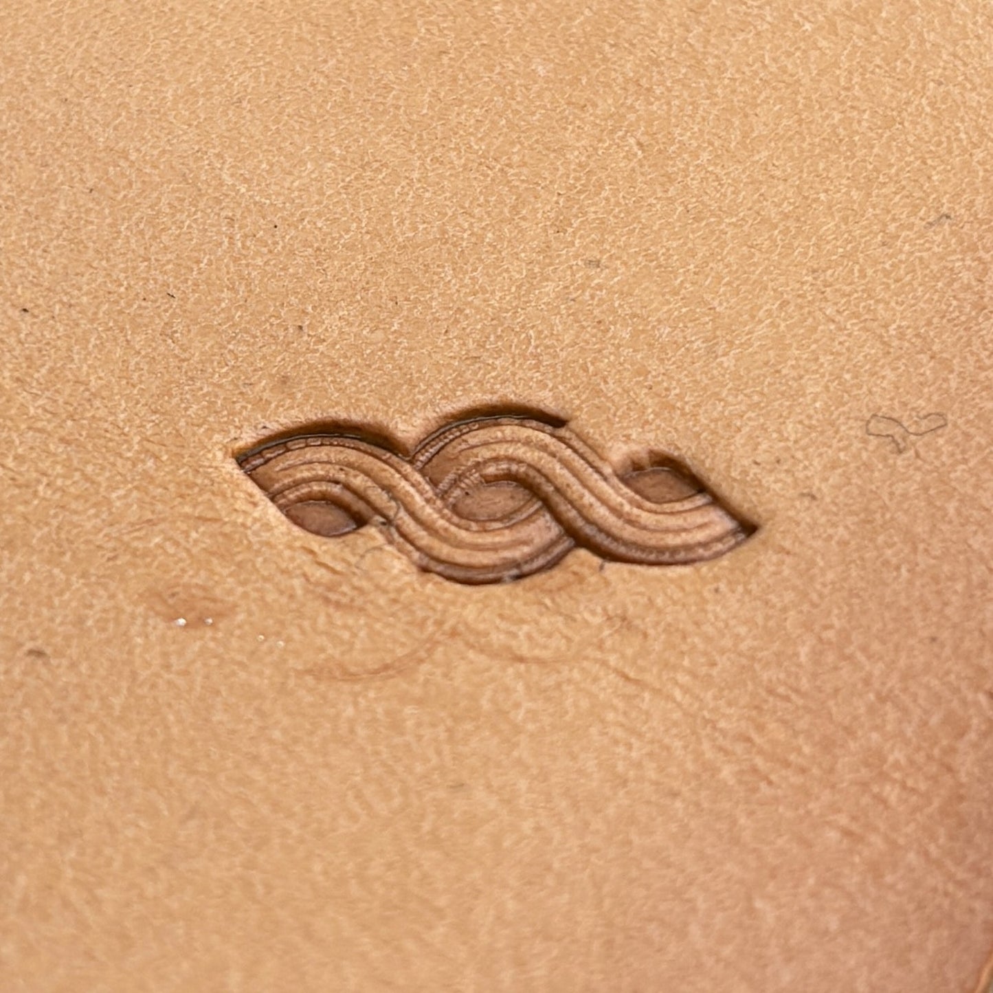 Rope Border 17x7mm leather stamp LT149 — single impression on veg-tan leather