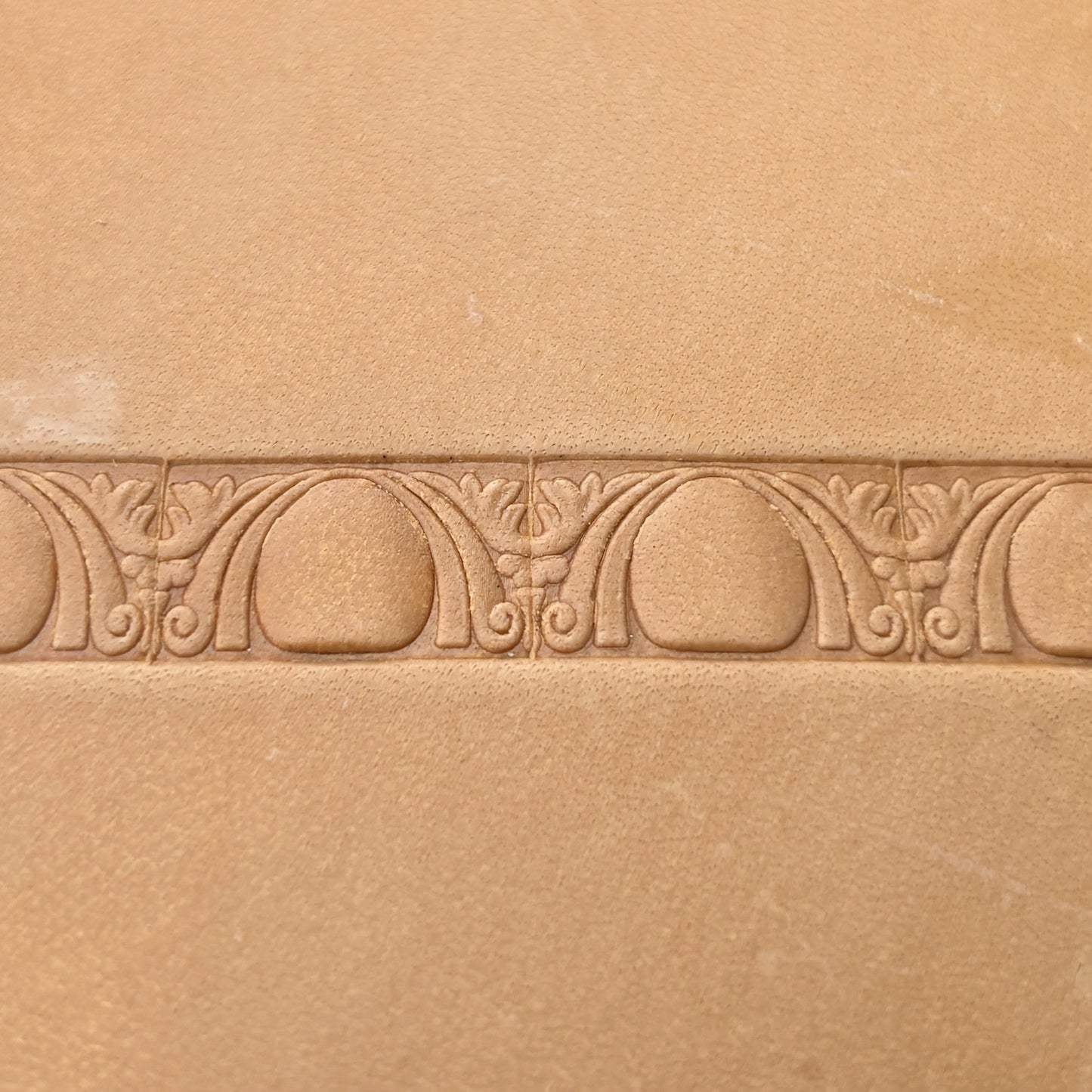 Art Deco leather stamp LT150 — pattern imprint on veg-tan leather