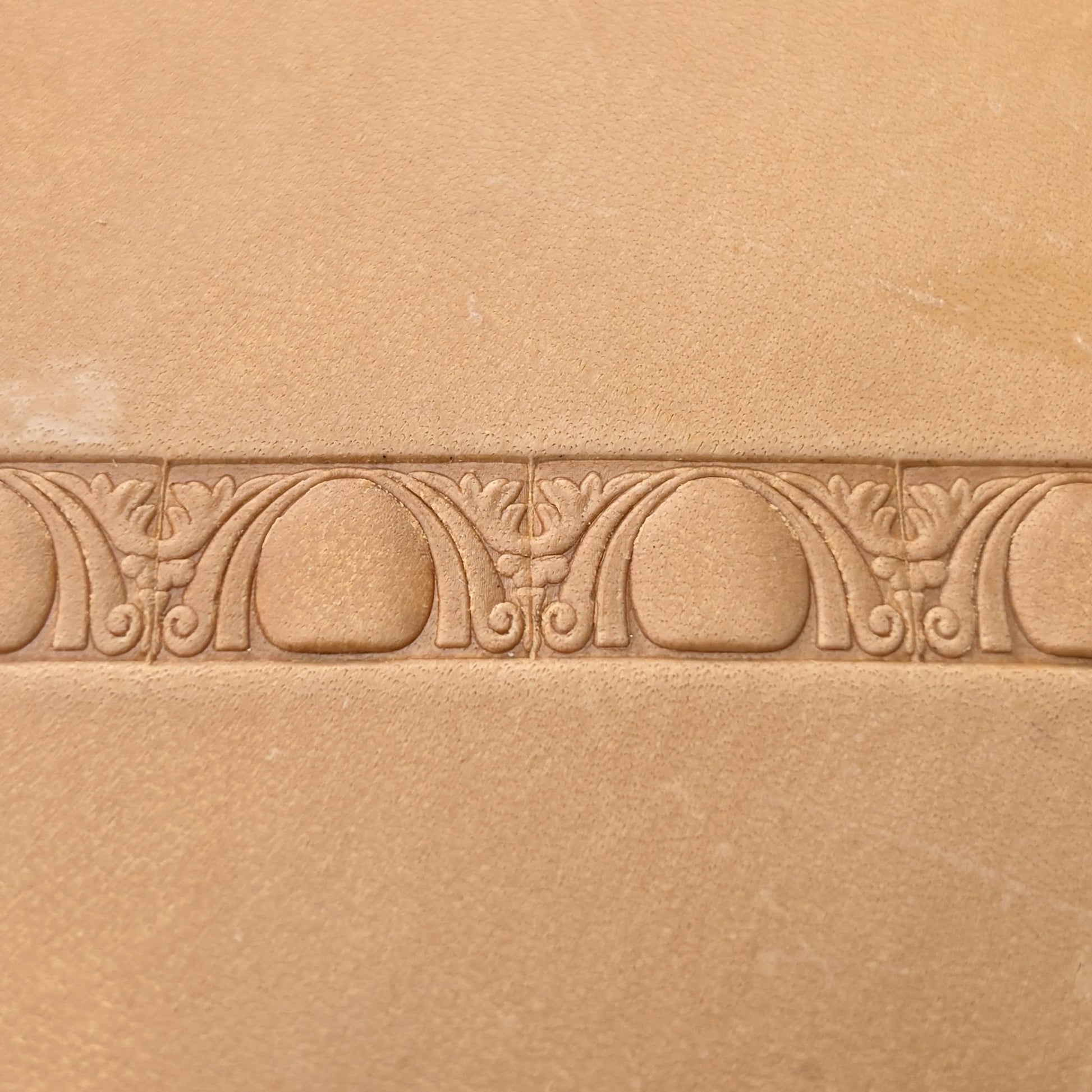 Art Deco leather stamp LT150 — pattern imprint on veg-tan leather