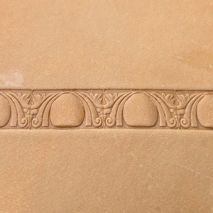 Art Deco leather stamp LT150 — pattern imprint on veg-tan leather