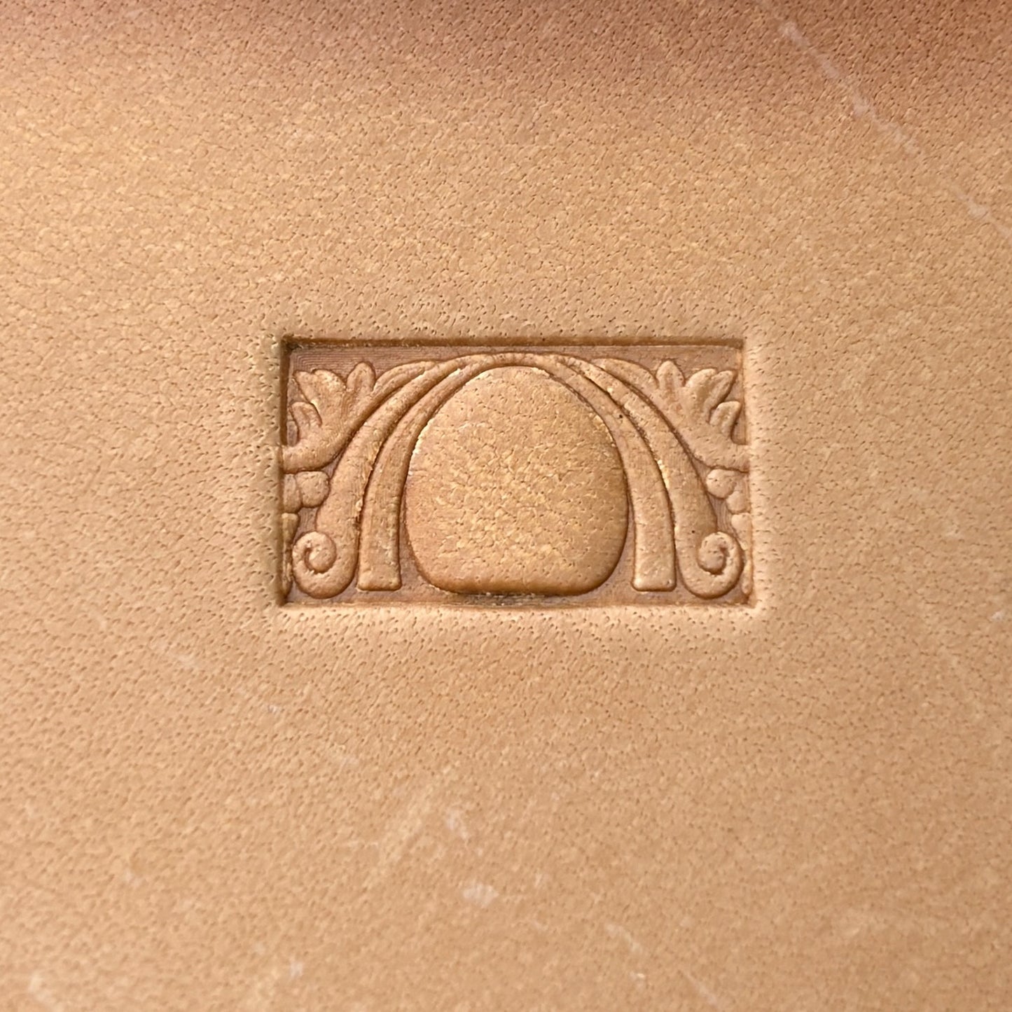 Art Deco leather stamp LT150 — pattern imprint on veg-tan leather