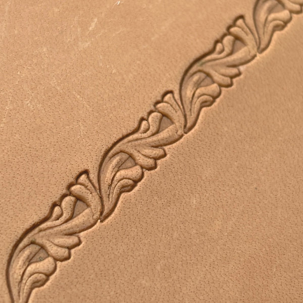 Ornamental Border leather stamp LT151 — imprint on natural veg-tan leather