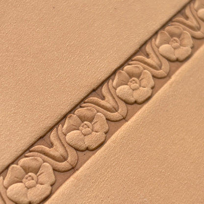 Flower leather stamp LT152 — imprint on natural veg-tan leather