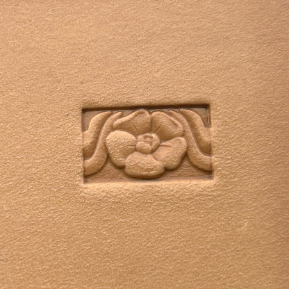 Flower leather stamp LT152 — single impression on veg-tan leather
