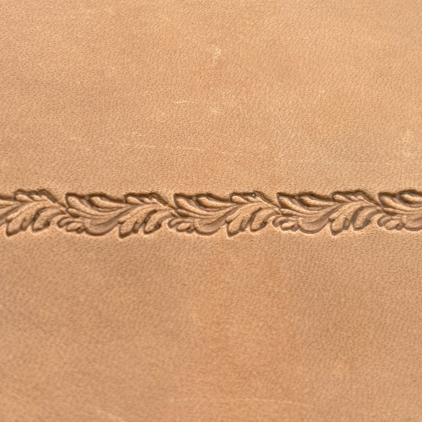 Oak Leaf leather stamp LT153 — pattern imprint on veg-tan leather