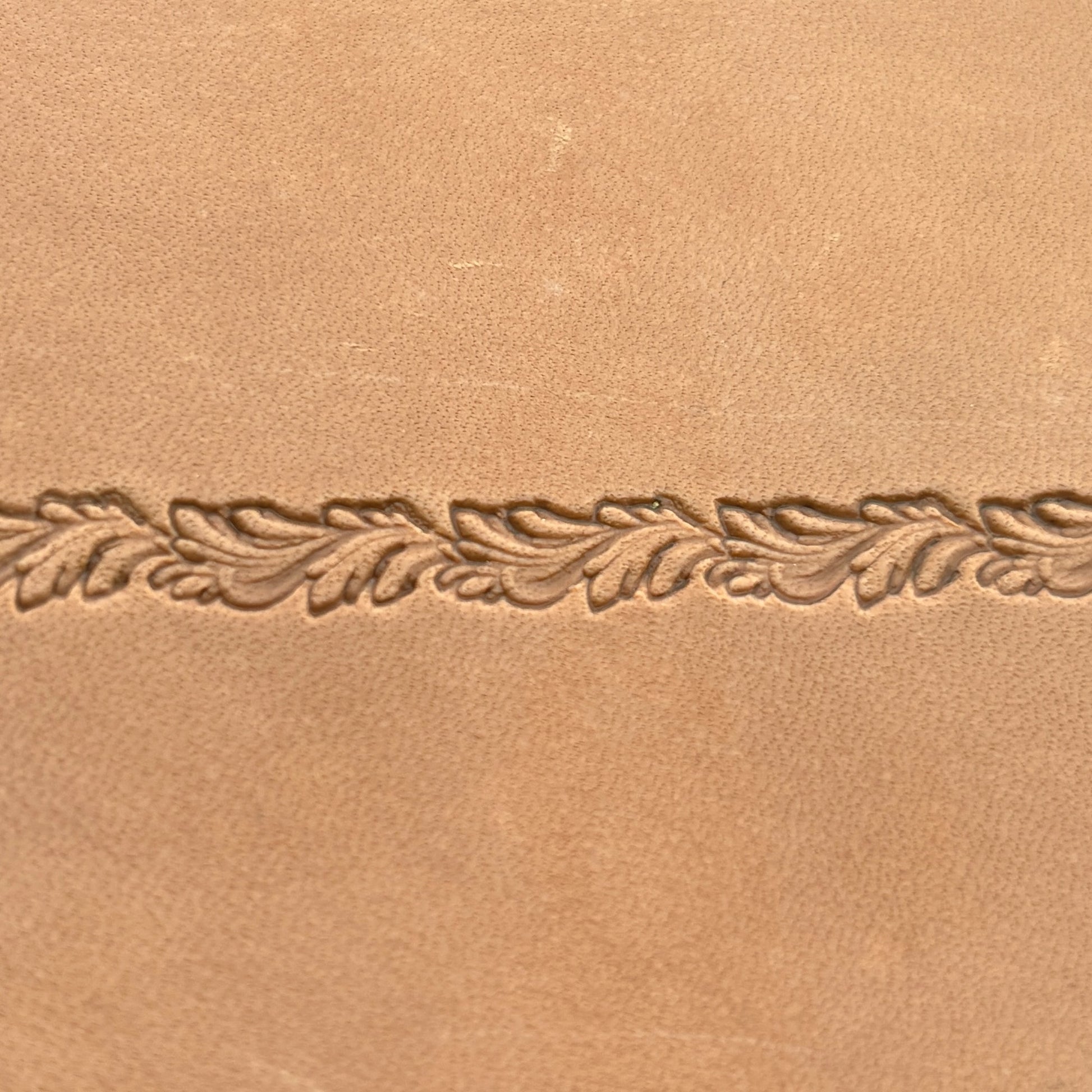 Oak Leaf leather stamp LT153 — pattern imprint on veg-tan leather