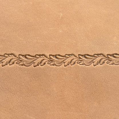 Oak Leaf leather stamp LT153 — pattern imprint on veg-tan leather