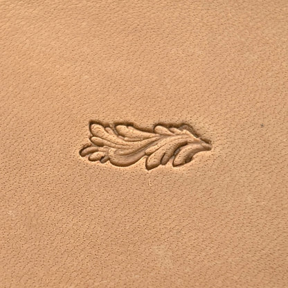 Oak Leaf leather stamp LT153 — single impression on veg-tan leather