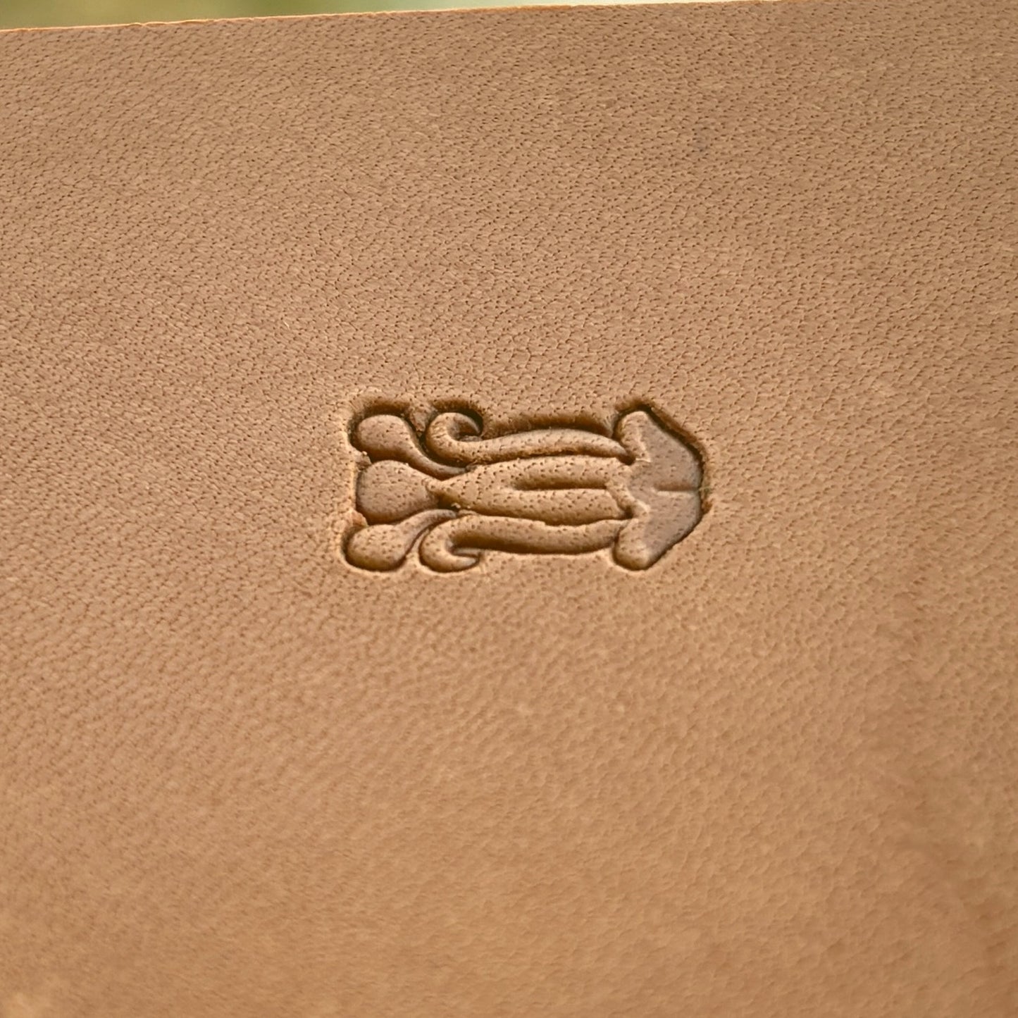 Ornate Border leather stamp LT154 — pattern imprint on veg-tan leather