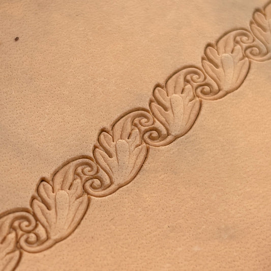 Embossed Vine Border leather stamp LT155 — imprint on natural veg-tan leather