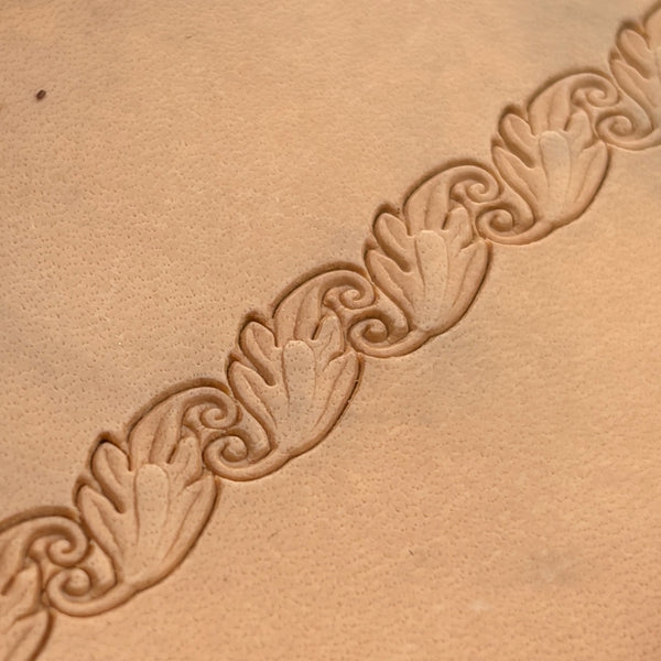 Embossed Vine Border leather stamp LT155 — imprint on natural veg-tan leather