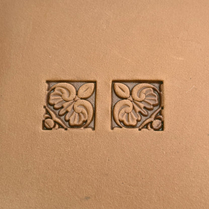 Flower leather stamp LT157 — pattern imprint on veg-tan leather