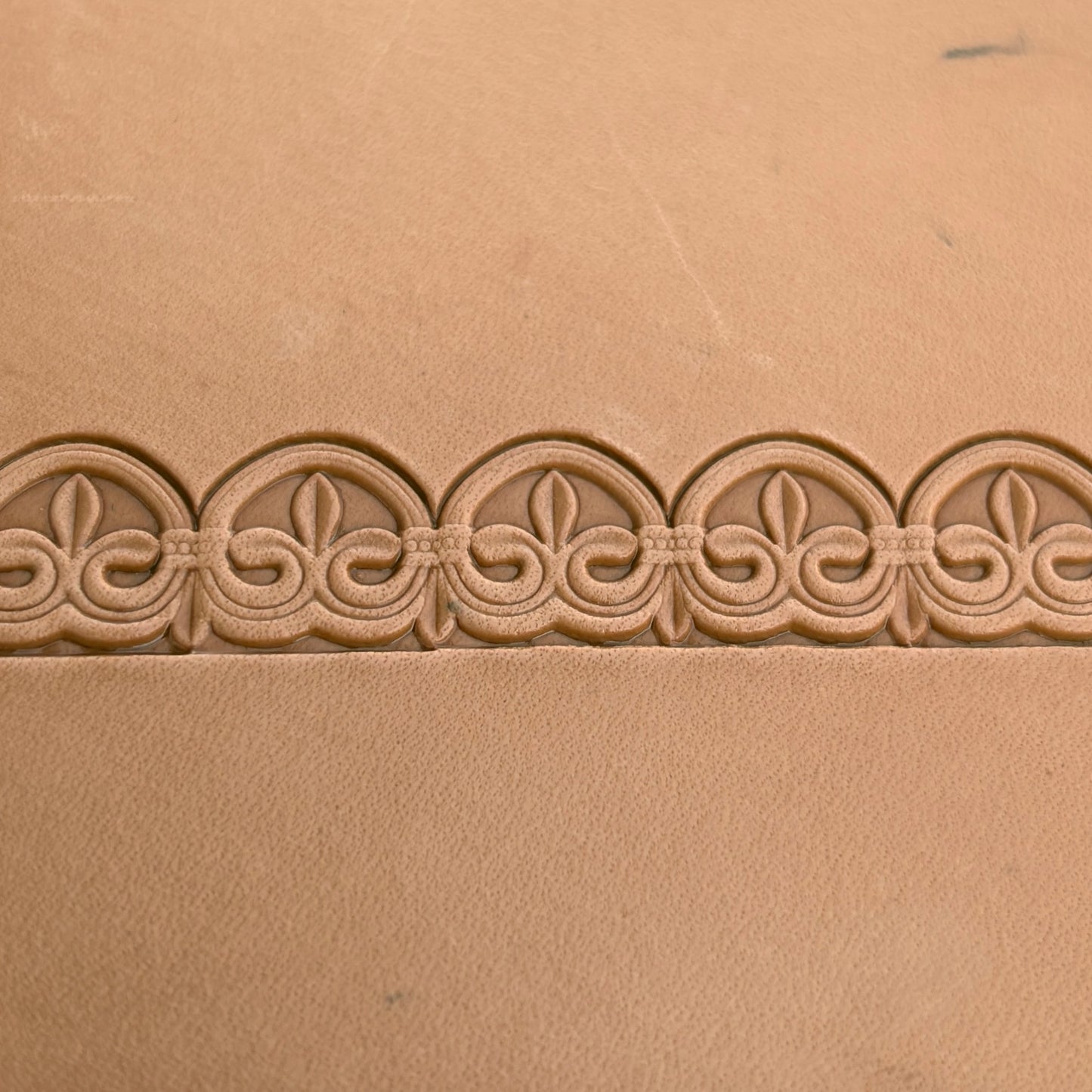 Leaf leather stamp LT158 — pattern imprint on veg-tan leather