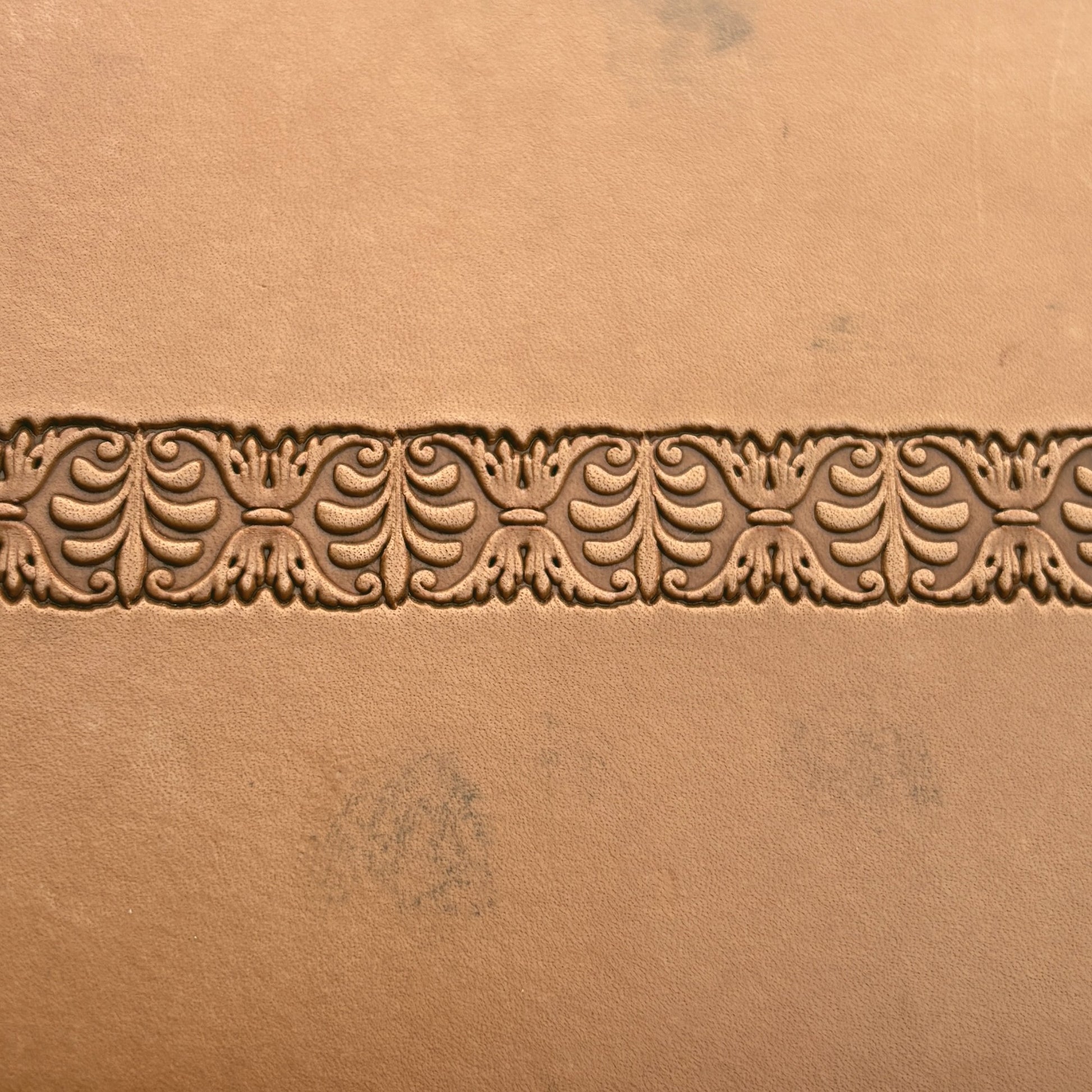 Ornate Border leather stamp LT159 — pattern imprint on veg-tan leather