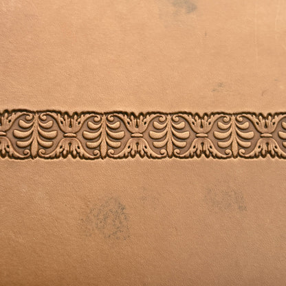 Ornate Border leather stamp LT159 — pattern imprint on veg-tan leather