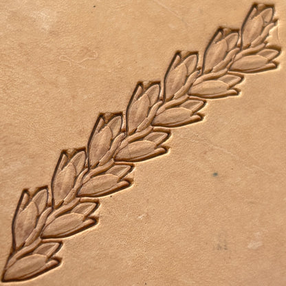 Leafy Wheat Garland leather stamp LT160 — pattern imprint on veg-tan leather