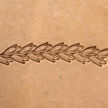 Leafy Wheat Garland leather stamp LT160 — pattern imprint on veg-tan leather
