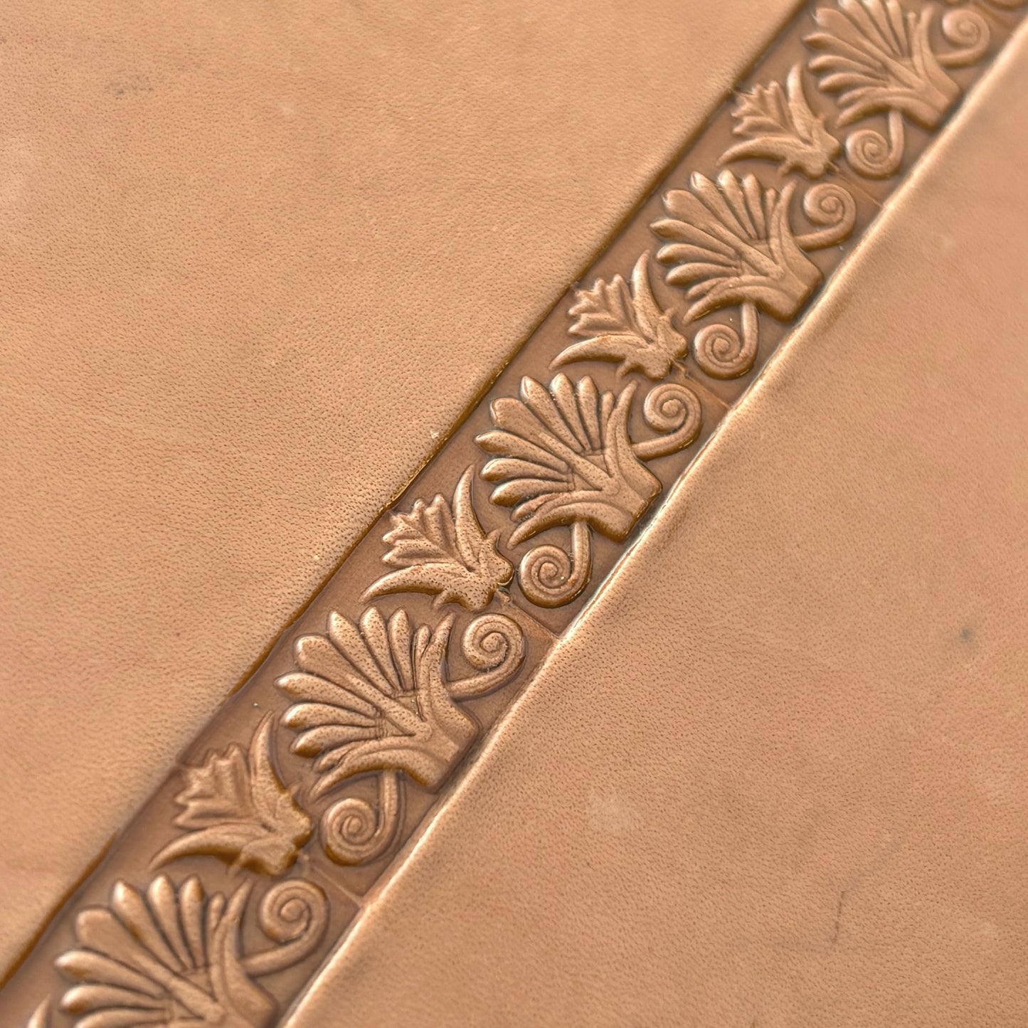 Ornamental Border leather stamp LT161 — pattern imprint on veg-tan leather