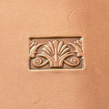 Ornamental Border leather stamp LT161 — single impression on veg-tan leather