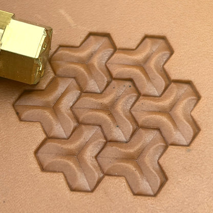 3D Illusion Geometric leather stamp LT162 — pattern imprint on veg-tan leather