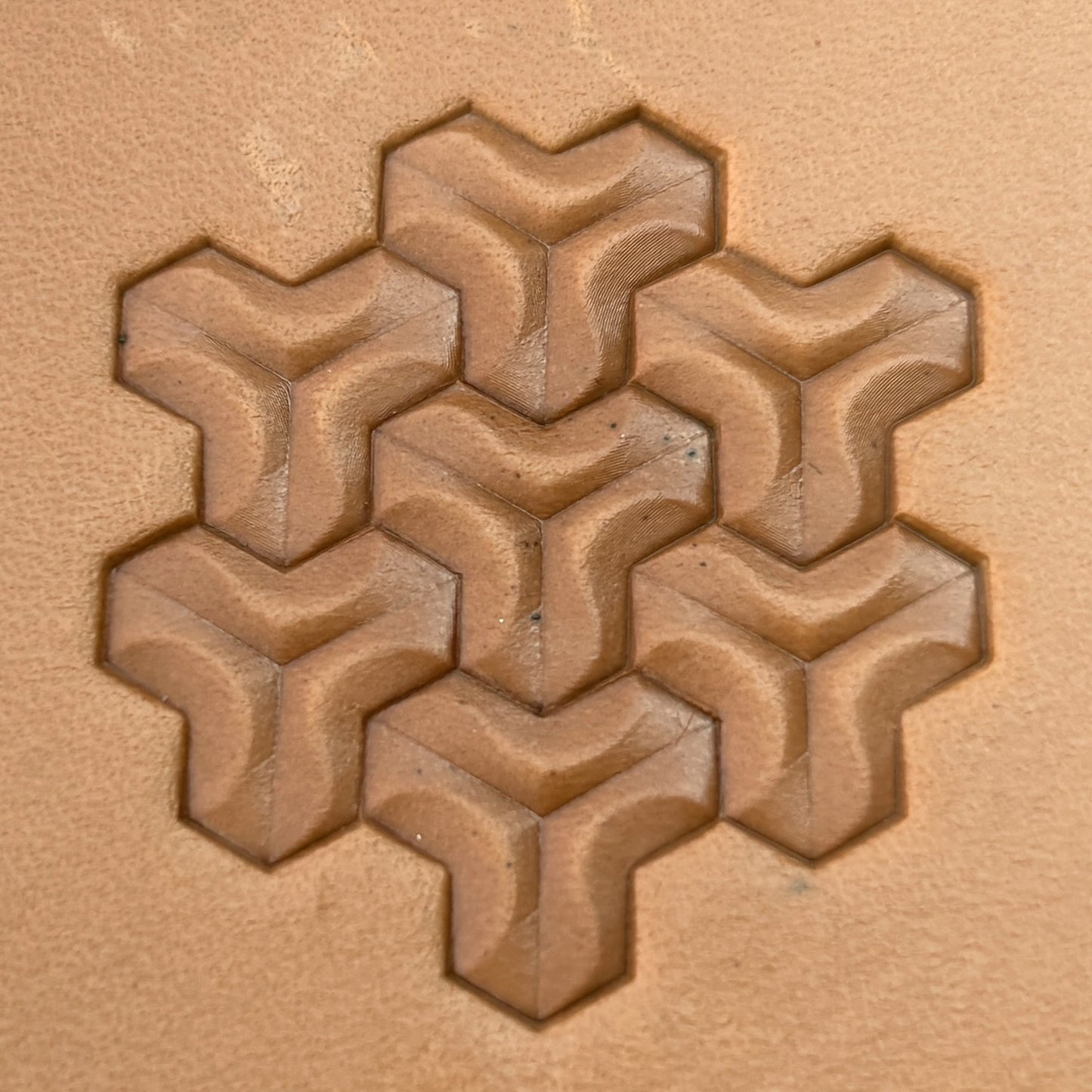 3D Illusion Geometric leather stamp LT162 — pattern imprint on veg-tan leather