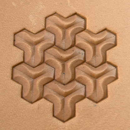 3D Illusion Geometric leather stamp LT162 — pattern imprint on veg-tan leather