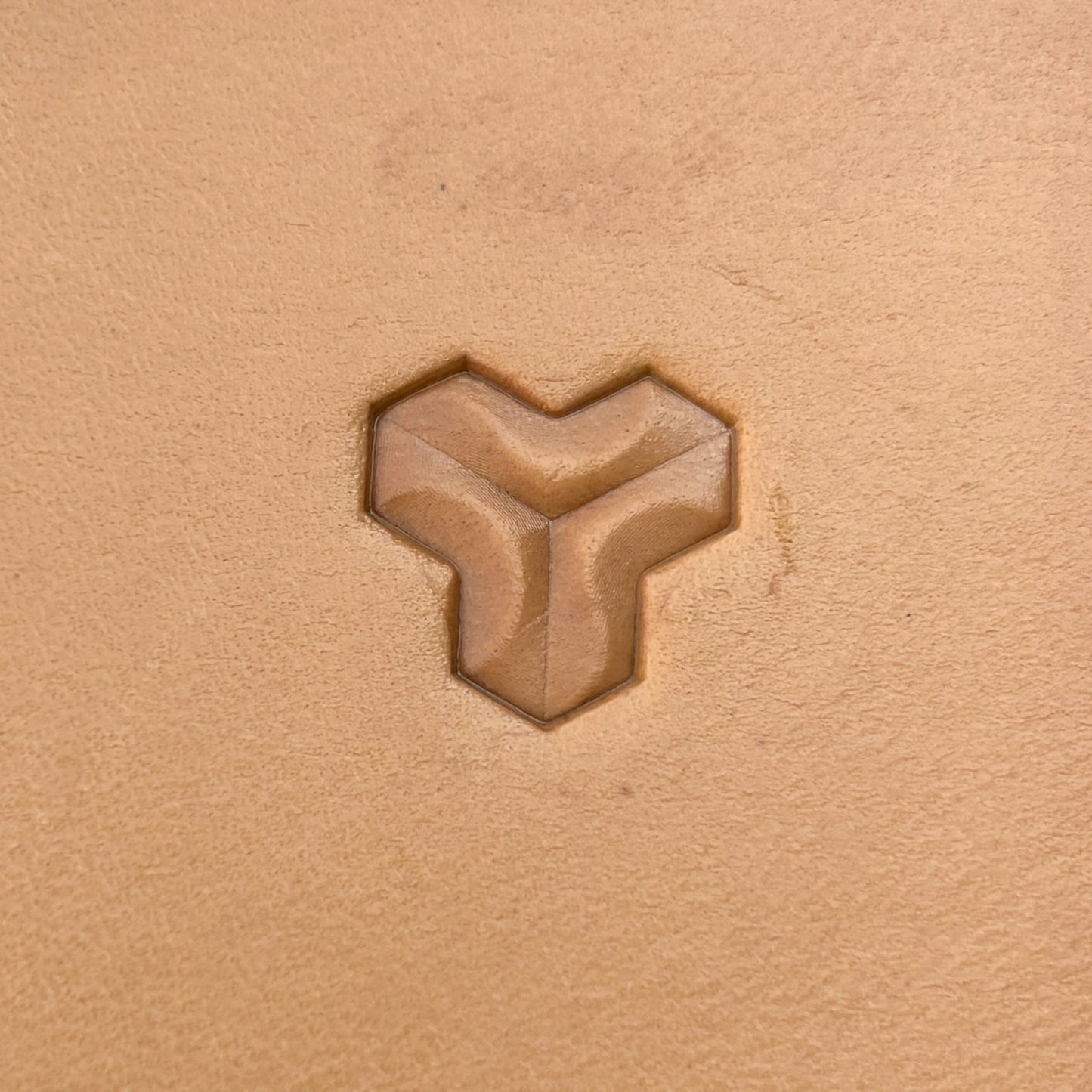 3D Illusion Geometric leather stamp LT162 — single impression on veg-tan leather