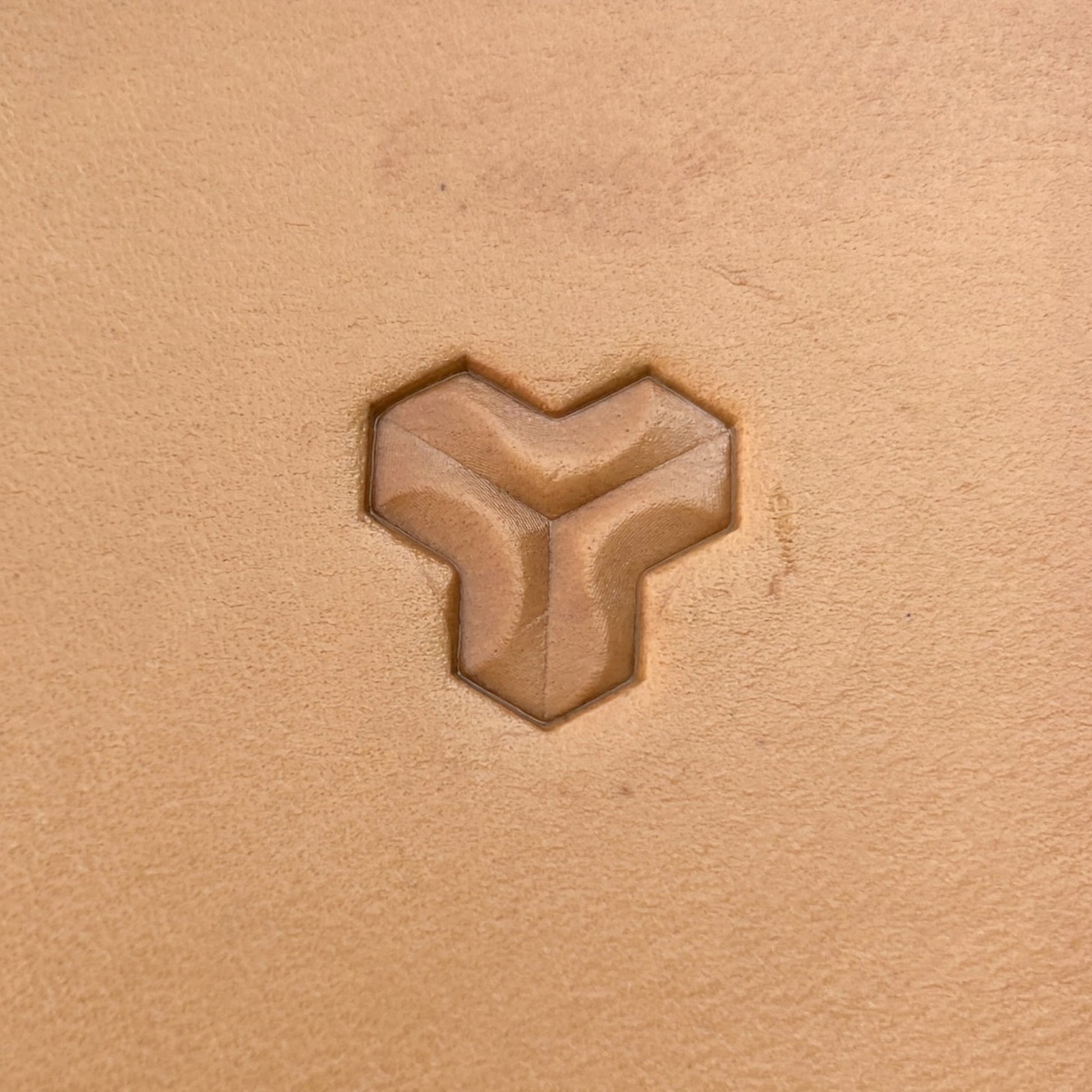 3D Illusion Geometric leather stamp LT162 — single impression on veg-tan leather