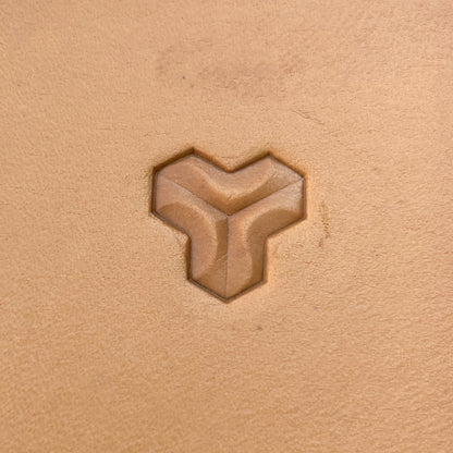 3D Illusion Geometric leather stamp LT162 — single impression on veg-tan leather