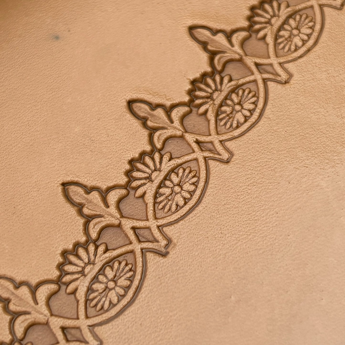 Floral Border Flower leather stamp LT163 — pattern imprint on veg-tan leather