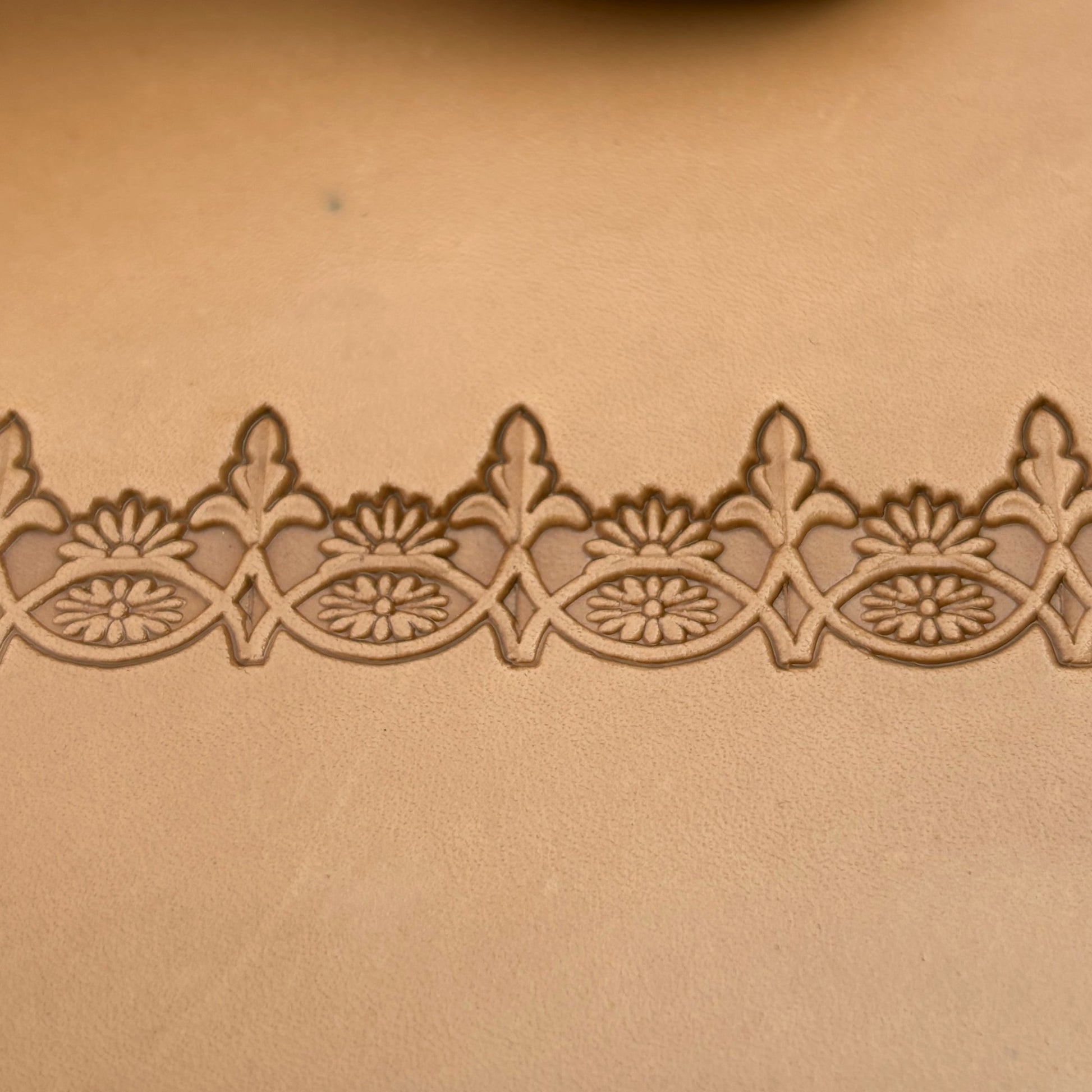 Floral Border Flower leather stamp LT163 — pattern imprint on veg-tan leather