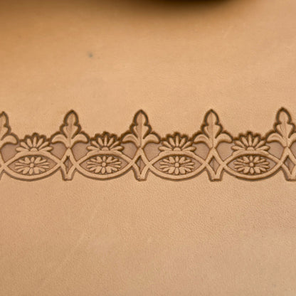 Floral Border Flower leather stamp LT163 — pattern imprint on veg-tan leather