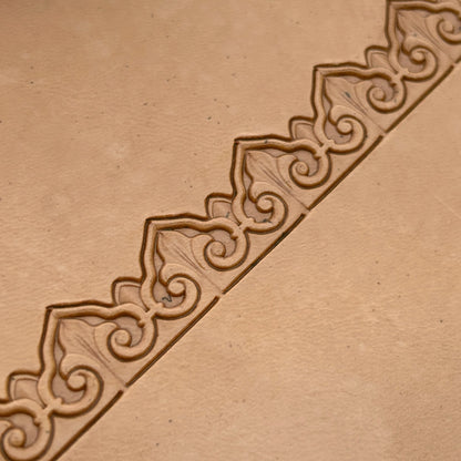 Ornate Border leather stamp LT167 — pattern imprint on veg-tan leather