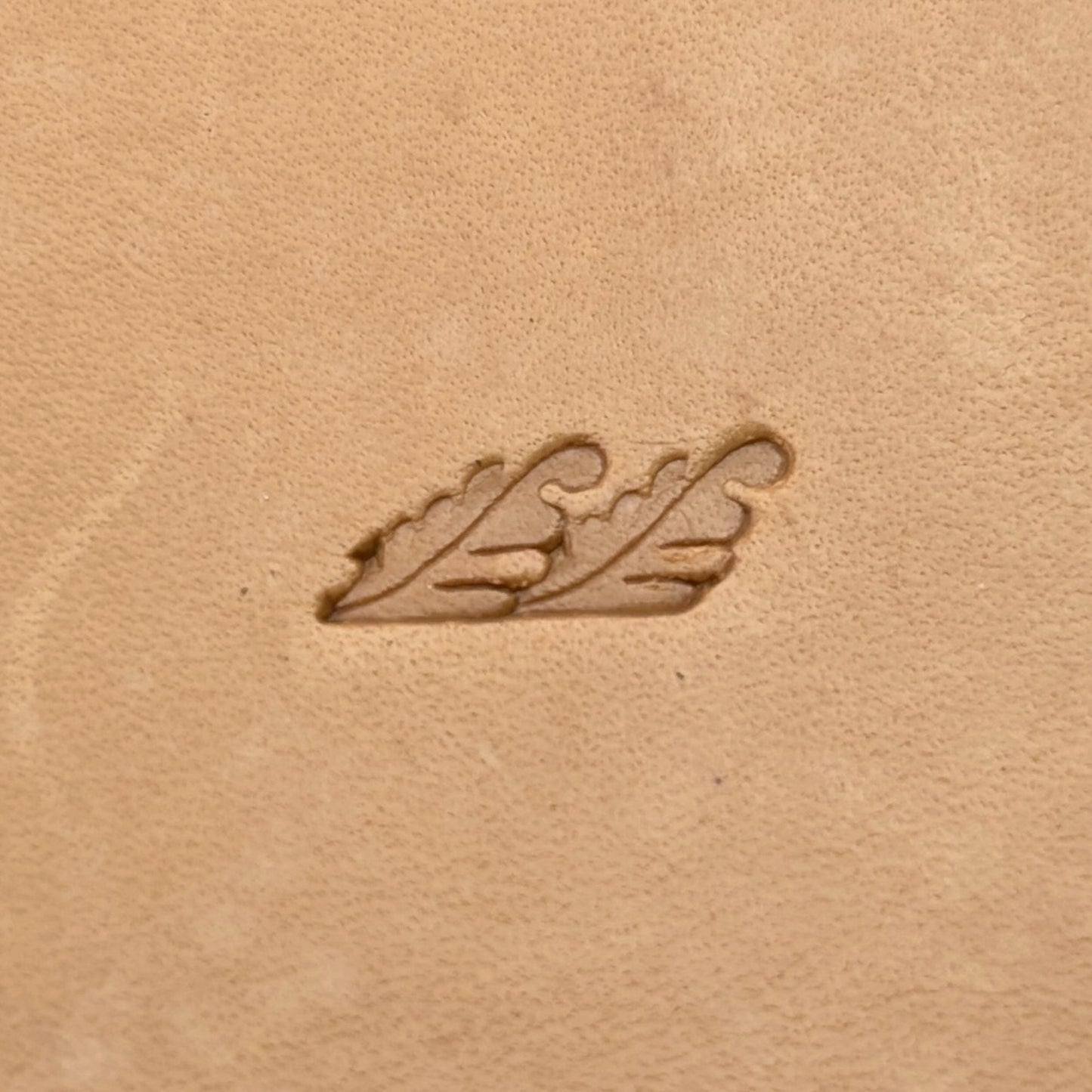 Border Trim Oak Leaf leather stamp LT168 — single impression on veg-tan leather