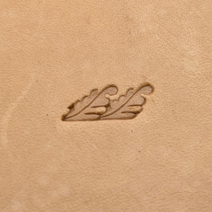 Border Trim Oak Leaf leather stamp LT168 — single impression on veg-tan leather