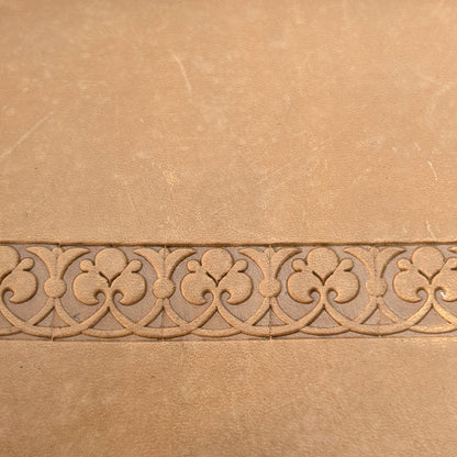 Ornate Square leather stamp LT169 — pattern imprint on veg-tan leather