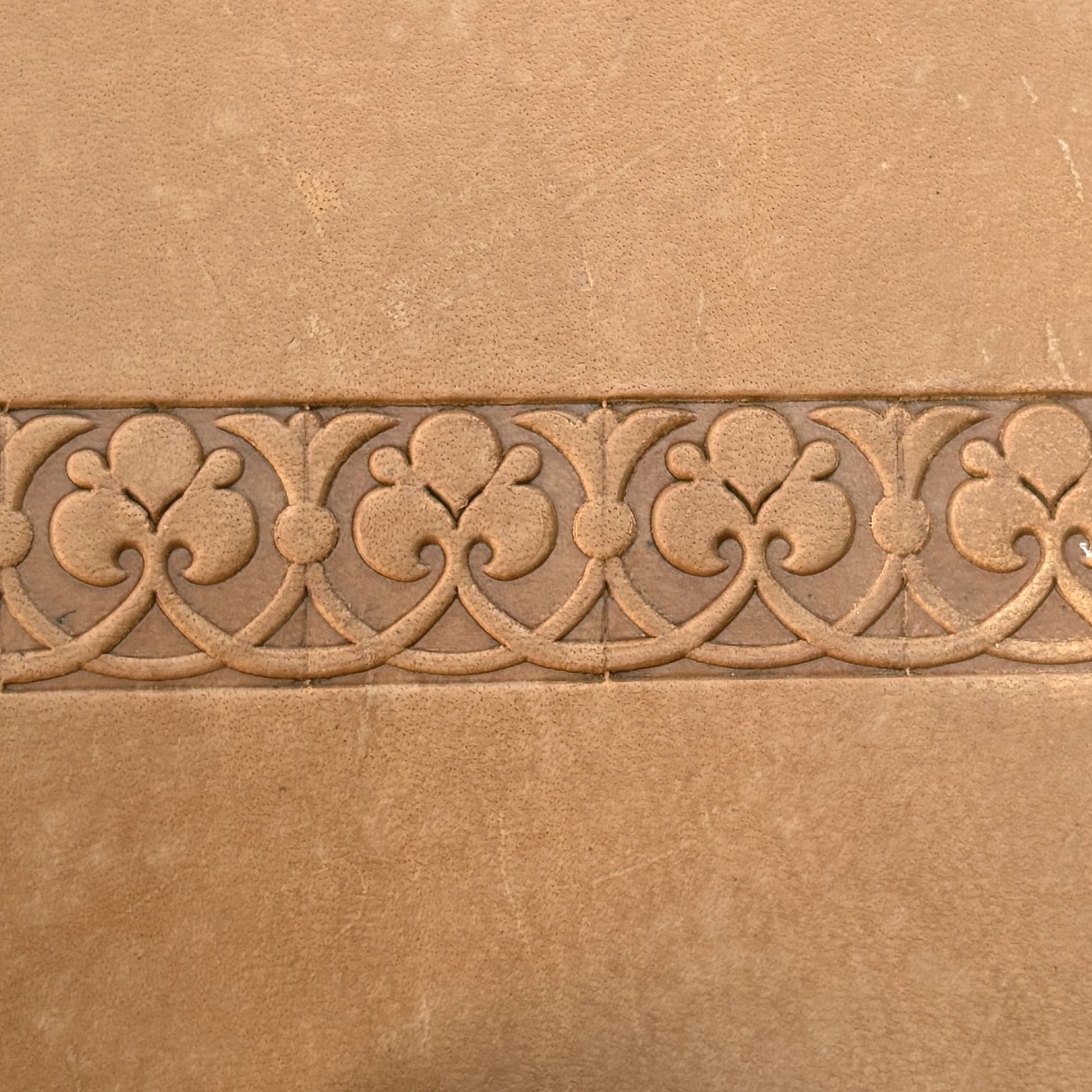 Ornate Square leather stamp LT169 — pattern imprint on veg-tan leather